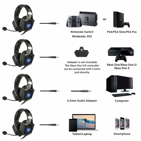 Gaming Headset With Mic Rgb Headset 3.5mm For Mac Ps4 Switch Xbox One