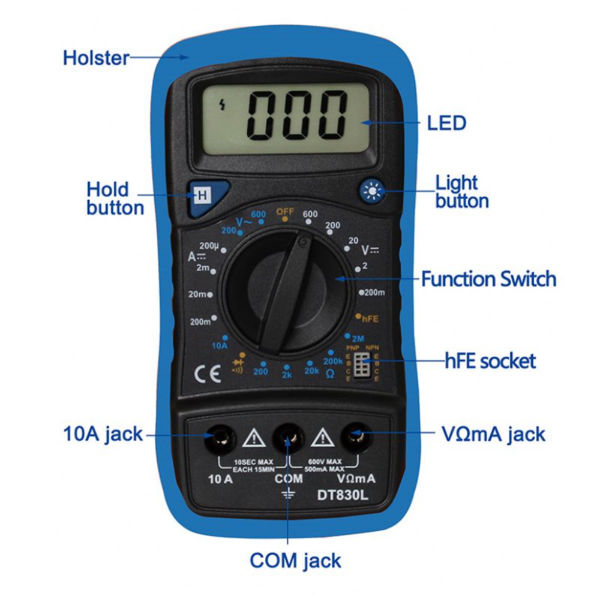 DT830L Digital Multimeters AC DC Measure Current Voltage Tester With