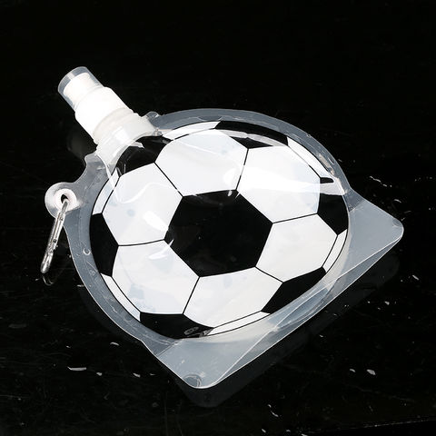 1 Liter Foldable Football Kids Water Bottles Portable Sports Water Bottle  Football Soccer Ball Shaped Water Bottl Silicone Cup