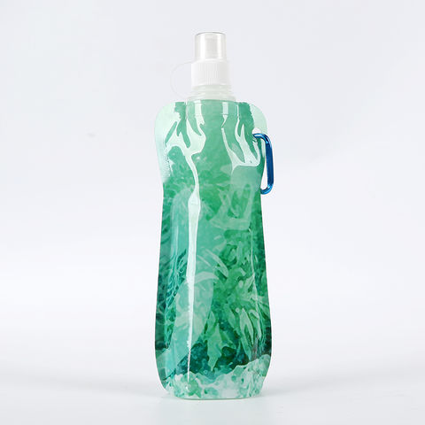 Customizable : Fold Flat Water Bottle with Carabiner