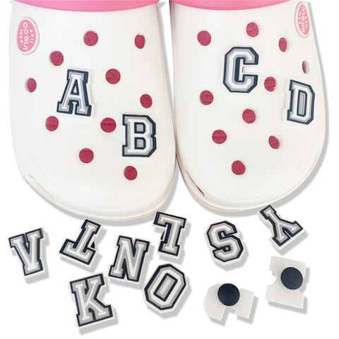 Pink Croc Charm Letters,Croc Charms Letters for Crocs, Sandals, and  Slippers - Fun Decorations for Girls Woman,Croc Buttons Letters Charms Kids  Party
