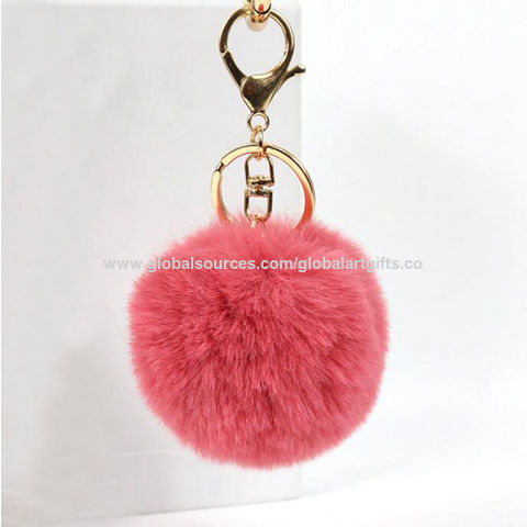 Source Wholesale Fluffy Faux Rabbit Fur Ball Tassel Key Chains