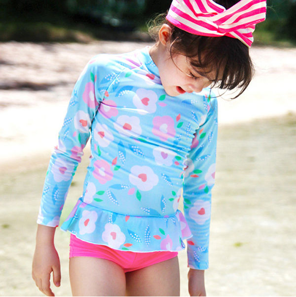 Kids-girls Multi Color Cute Cartoon Print Halter Two Piece Swimsuit