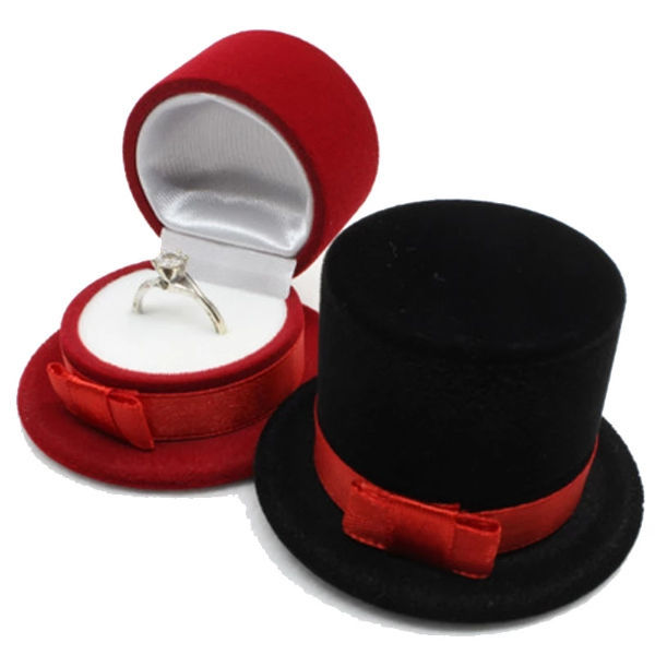 Cowboy Hat Shaped Velvet Earrings Rings Gifts Box Jewelry Gift Display Case S 