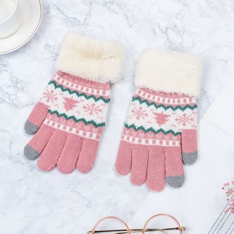 Guantes de nieve para mujer, para invierno, cálidos, de lana de ganchillo