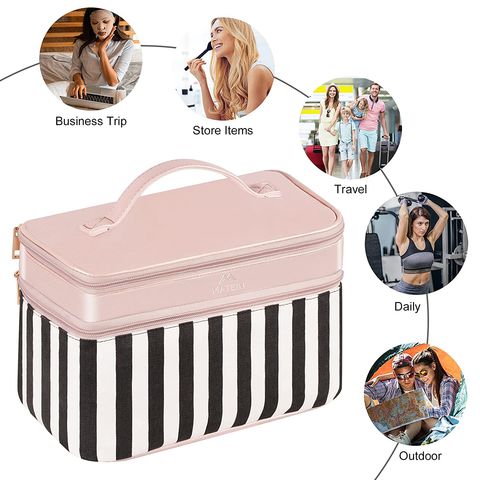Cosmetics Organizer Travel Case Makeup Bags Double Layer Travel Cosmetic  Cases Make Up Organizer Toiletry Bags Double Layer Cosmetic Bag Makeup Bag  Travel Makeup Bag Hair Holders for Very Thick Hair 
