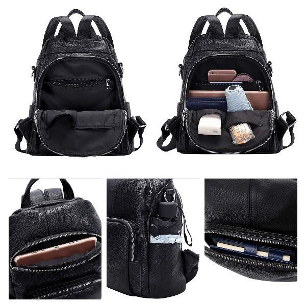 NOVOSACO Womens Backpack Purse Soft Leather Anti-theft Rucksack Shoulder Handbag 