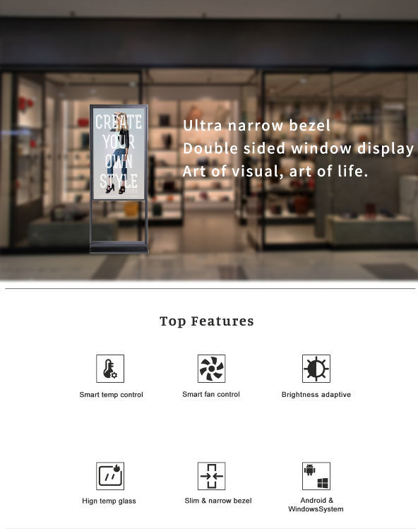 55inch Floor Stand Window LCD Display Semi-outdoor Double sided digital ...
