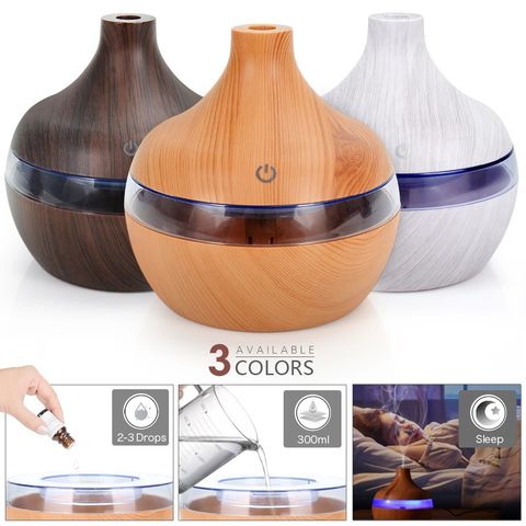 300ML Holzmaserung Smart Aroma Diffuser Haushaltsartikel Frischluft- und Befeuchtungsgerät
