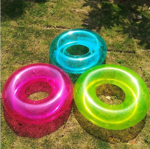 Pvc Inflatable Swimming Ring Lifebuoy With Handle Transparent