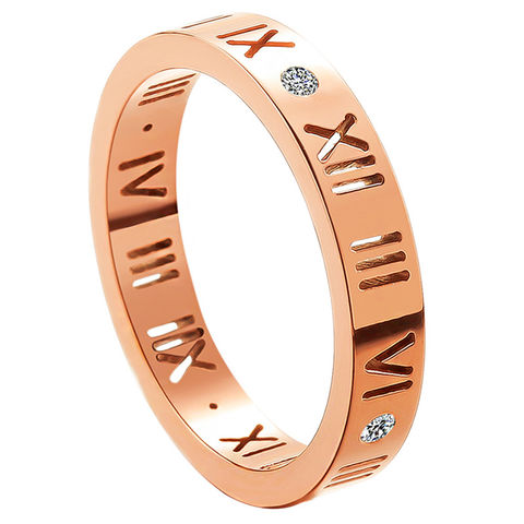 Roman Numeral Ring, Rose Gold plated