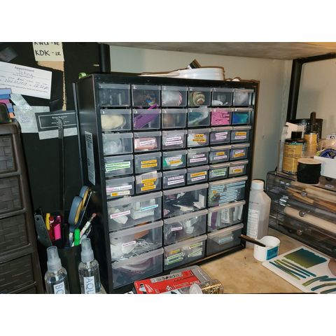 Basics Wall Mount Hardware and Craft Storage Cabinet Drawer  Organizer 39 Drawers, Black, Orange, 6 D x 14.5 W x 18 H