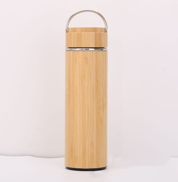 JAPAN Gift Bamboo Wood Thermos With Sakura Engraving 