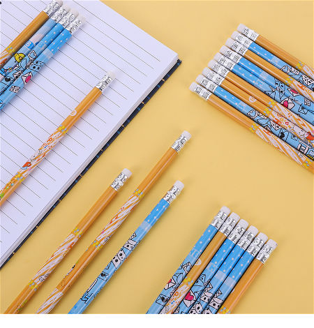 Cartoon Fun Wooden Lead Pencil with Toppers Set of 12 US