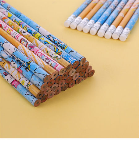 Cartoon Fun Wooden Lead Pencil with Toppers Set of 12 US