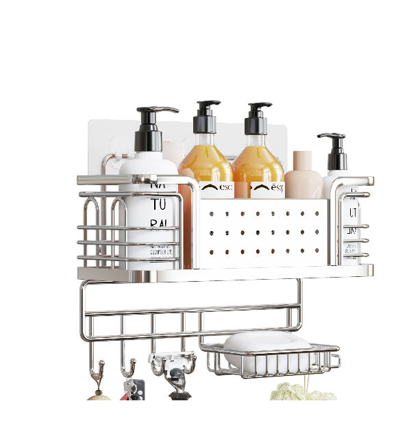 Buy Wholesale India No Driiling Wall Mounted Stainless Steel Adhesive Shower  Shelves Bathroom Organizer Shower Caddy & Adhesive Shower Shelves at USD  7.25