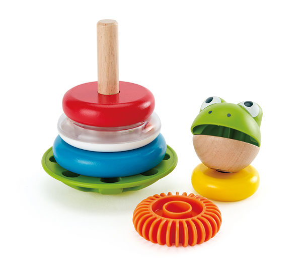 Frog Stacking Rings Educational Toy for Children Hape Mr Multicolor Wooden Ring Stacker Play Set
