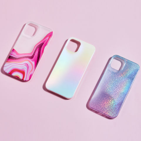 Wholesale Luxury Square Phone Case PINK Silver Glitter Shockproof