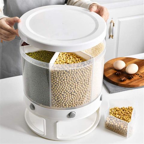 Buy Wholesale China 10l Kitchen Grains Rice Cereal Rotating Storage Bucket  Dry Food Automatic Dispenser & Cereal Dispenser at USD 9