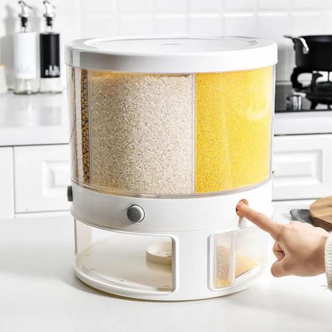 CLEARANCE 6-grid Rice Storage Cereal Dispenser Grain Container