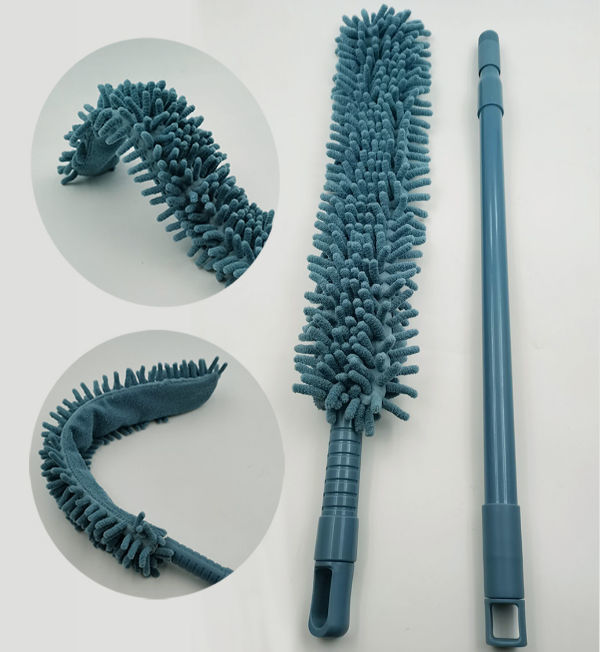 Long Detachable pole Two Sides Microfiber Chenille Cleaning Tool Washable Round Duster