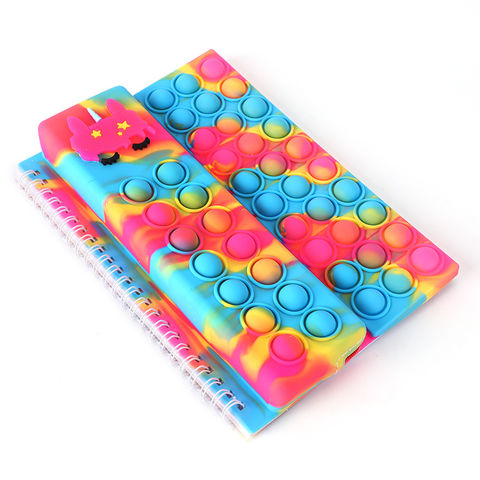 Popit Fidget Rainbow Spiral Notebook A5 Size Popit cover Ring Binding Diary  For Girls and Boys