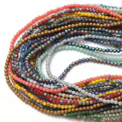 African Glass Seed Beads - Clear And Blue 2mm