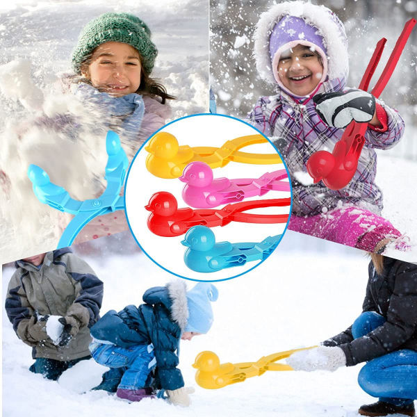4 PCS Cartoon duck Snowball Maker Snow Toys Kids Winter Outdoor Toys Snow Ball Clip Snow Games for Kids Tool with Handle for Snow Ball Fights for Kids and Adults Cartoon Duck Snowball Maker Clip 