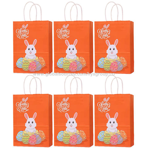 Bolsa de Papel de Embalaje con Diseño de Conejo y Huevos de Pascua para Regalos, Dulces y Galletas para Fiestas DIY de Pascua