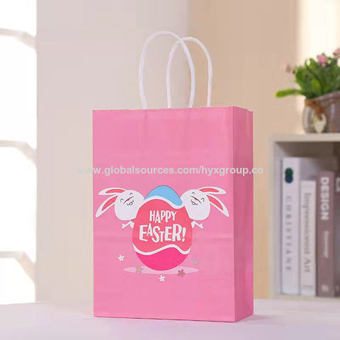 Bolsa de Papel de Embalaje con Diseño de Conejo y Huevos de Pascua para Regalos, Dulces y Galletas para Fiestas DIY de Pascua