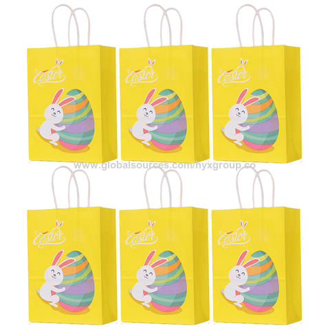 Bolsa de Papel de Embalaje con Diseño de Conejo y Huevos de Pascua para Regalos, Dulces y Galletas para Fiestas DIY de Pascua