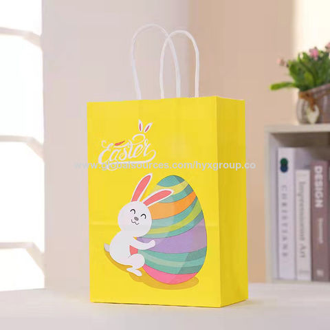 Bolsa de Papel de Embalaje con Diseño de Conejo y Huevos de Pascua para Regalos, Dulces y Galletas para Fiestas DIY de Pascua