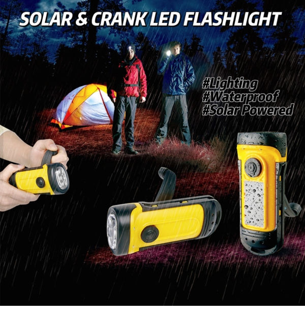Buy Wholesale China Waterproof Solar Power Dynamo Emergency Solar Hand Crank  Portable Flashlight & Solar Hand Crank Flashlight at USD 4.5