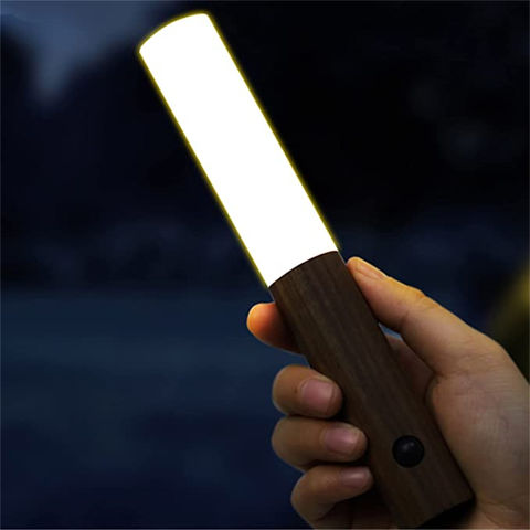 Indoor rechargeable motion sensor night light, magnet body sensor wooden  night light, handheld portable LED wall light, home power failure emergency  light