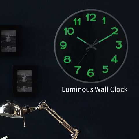 Luminous Wall Clock Silent Non-Ticking Night Light Temperature