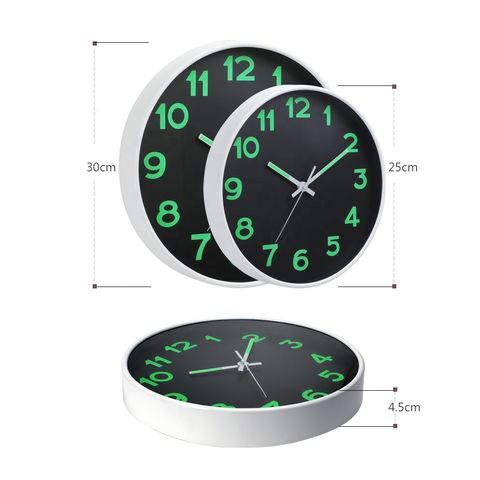 Luminous Wall Clock Silent Non-Ticking Night Light Temperature