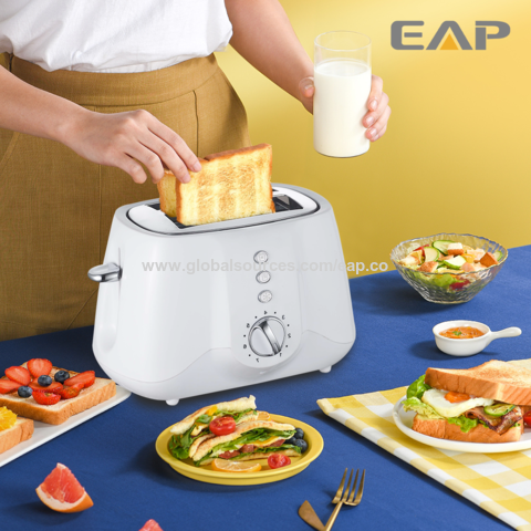Torradeira elétrica de plástico de 2 fatias com design exclusivo, toque frio, para uso doméstico e comercial por atacado