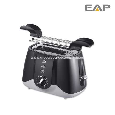 Torradeira elétrica de plástico de 2 fatias com design exclusivo, toque frio, para uso doméstico e comercial por atacado