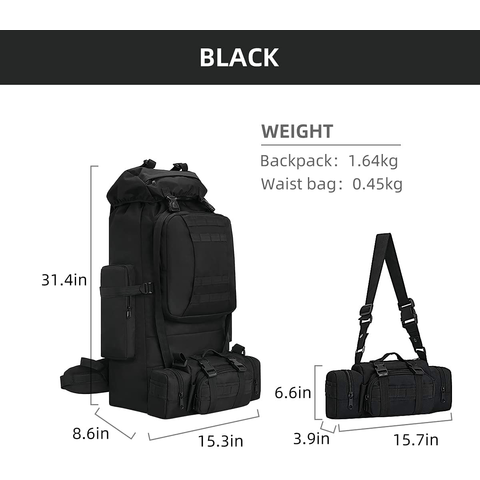 100L Outdoor Hiking Military Tactical Backpack Rucksack Camping Trekking  Bag US