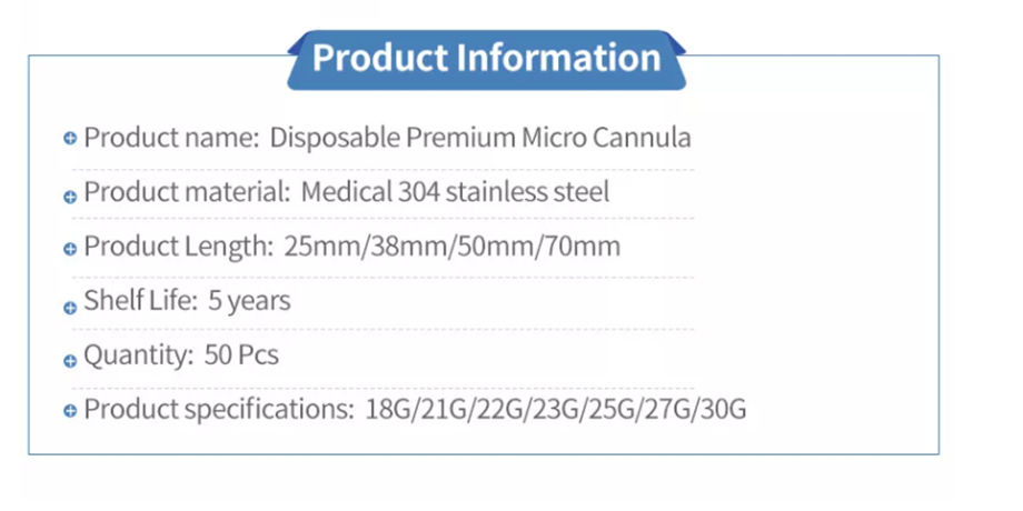 Hypodermic needle micro cannula tip blunt needle 22g 25g 50mm supplier
