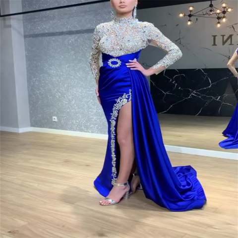 Compre Los Vestidos De Noche De Encargo, Azul Asperjaron El