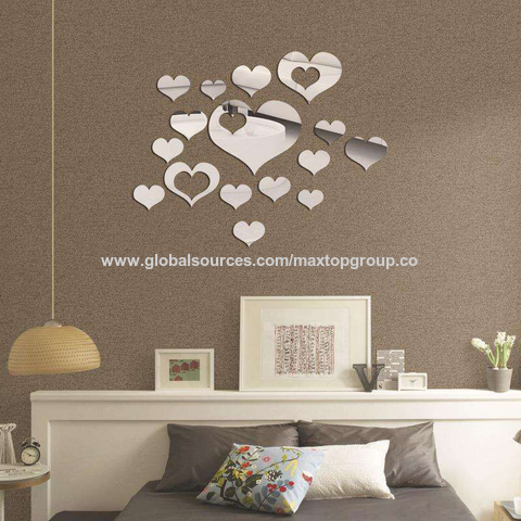 Wall Stickers Heart Shape Mirror Wall Sticker 3D Art Wall Decal Removable  Mirror Wall Sticker For Home Decoration