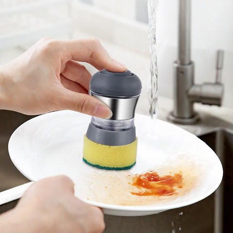 Dish Brush With Soap Dispenser Multi Use Soap Dispensing Scrub