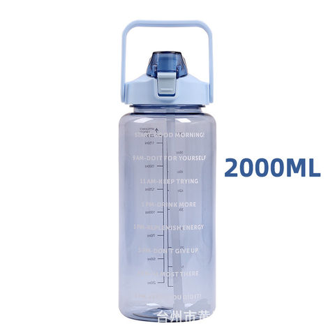 2l Large Capacity Water Bottle Straw Cup Plastic Water Cup Time Scale