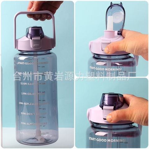 2L Large Capacity Sport Water Bottle Portable Cute Water Bottles For  Outdoor Indoor Gradient Frosted Dual