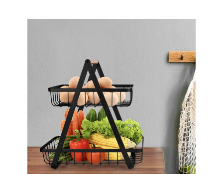 WELLAND Countertop Fruit Basket Bowl, 2-Tier Bamboo Bread, Vegetable, -  Welland Store