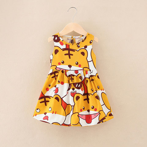 Floral Pattern Children Clothes Yellow Soft Cotton Little Girl Summer Dress  - China Little Girls Dresses and Children Clothes Girls price