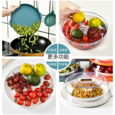 Microwave Splatter Cover Guard Lid Clear Plates Dish Covers Microwave Oven  Food Cover with Handle and Water Storage Box - AliExpress