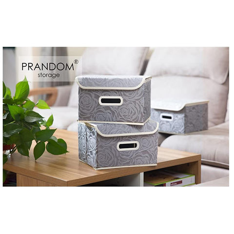 Collapsible Storage Bins with Lids Fabric Decorative Storage Boxes Cubes  Organizer Containers Baskets