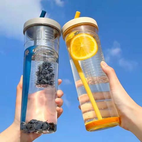 Gradient Plastic Portable Water Bottle, Unisex Large Capacity